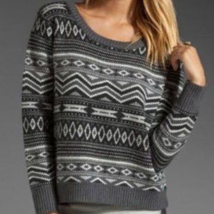 Haute Hippie Fair Isle Merino Wool Cropped Sweater Size XS/S Color: Gray